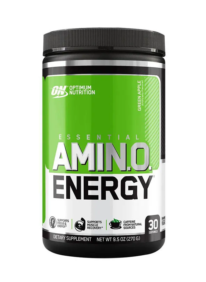 Optimum Nutrition Amino Energy - Pre Workout With Green Tea, Bcaa, Amino Acids, Keto Friendly, Green Coffee Extract, 0 Grams of Sugar, Anytime Energy Powder - Green Apple, 270 G , 30 Servings