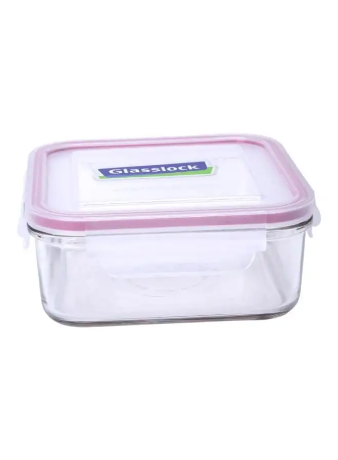 Glasslock Square Container Clear/Pink 900ml