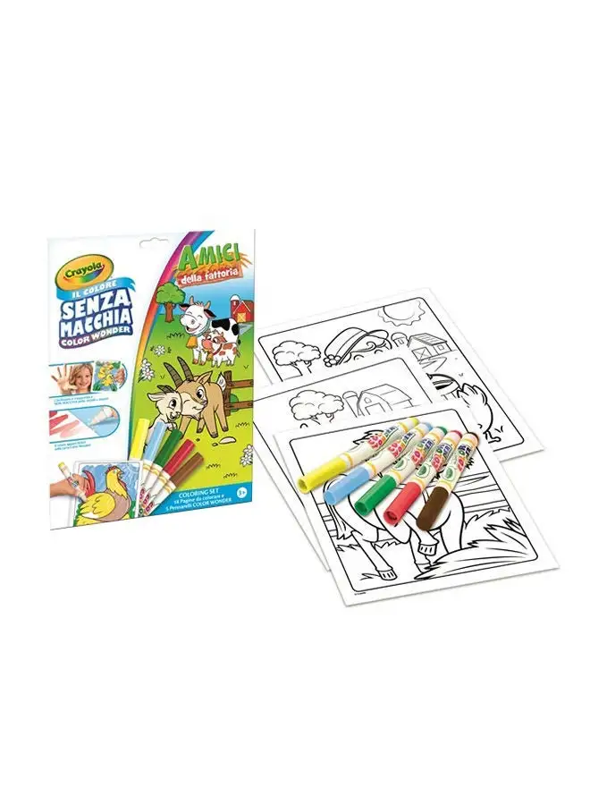 Crayola Color Wonder Set Animal Friends Colouring Book With 4 Markers