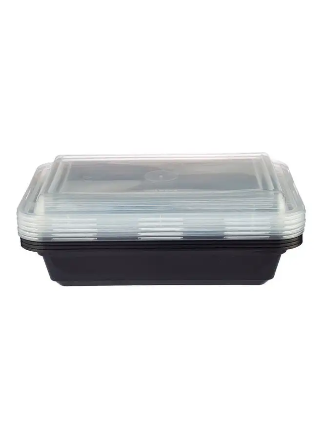 Hotpack 5-Piece Base Rectangular Container With Lids Black/Clear 480.0ml