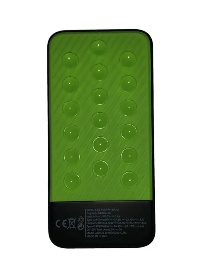 Goui 10000 mAh LUX Wireless QI Power Bank Type C 18 watt Black/Green