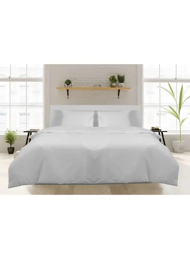 Hotel Linen Klub Queen Duvet Cover 250tc Dobby Box Sateen 100% Cotton White 245x245cm