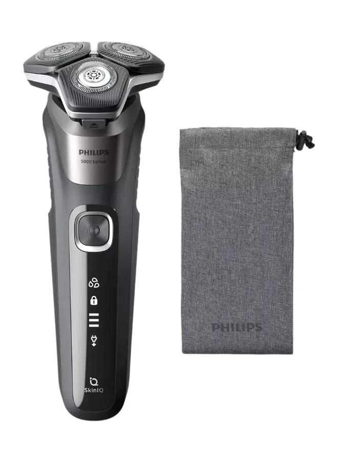 Philips Series 5000 Wet and Dry Electric Shaver With Soft Pouch S5887/10, 2 Years Warranty Carbon Grey