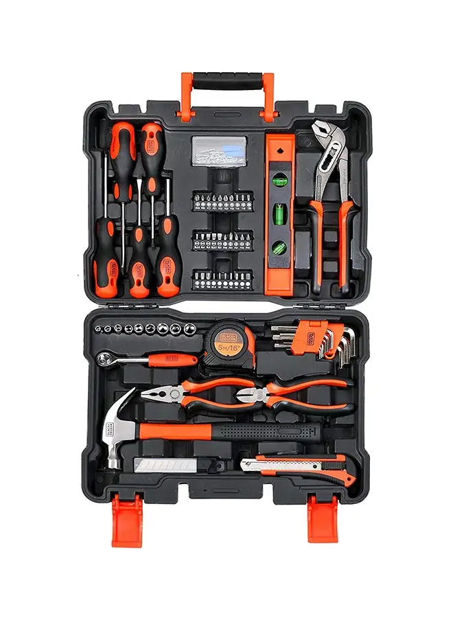 BLACK+DECKER 154 Pieces Hand Tool Kit For Home And Office Use, BMT154C Orange/Black 39 x 28.5 x 8.5cm