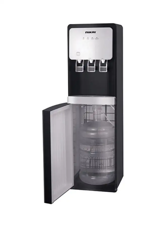 NIKAI Bottom Loading Water Dispenser With Pump And 3 Tap Design - Hot, Normal, Cold - Compressor Cooling, Bottom Loading, Anti-Bacterial, Stainless-Steel Tank, Low Noise, Anti-Spill System NWD2000BL Black