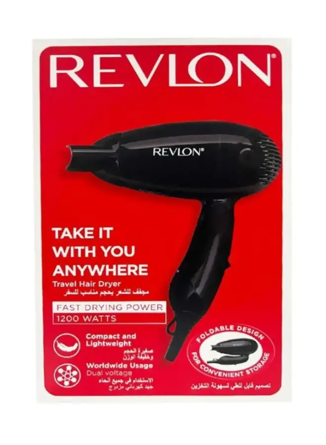 Revlon RVDR5305 Folding Travel Hair Dryer - Compact and Light Weight - 1200 Watts