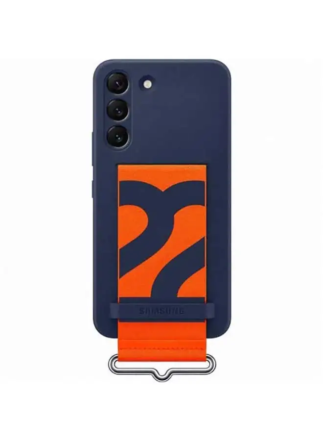 Samsung Protective Silicone Case Cover For S22 With Strap Navy