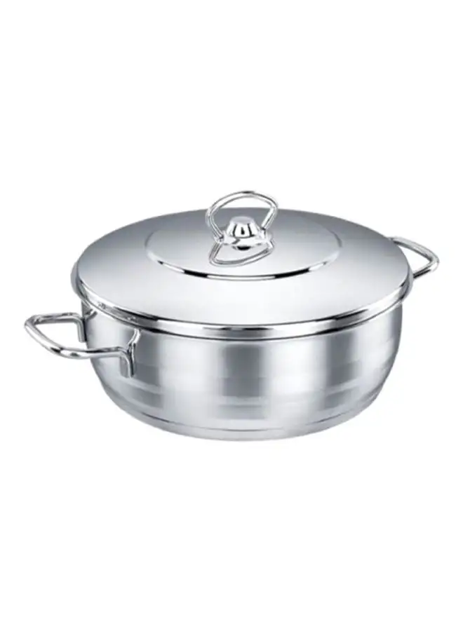 Korkmaz Extra Low Casserole With Lid Silver 7.5Liters