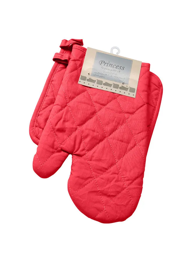 Hotel Linen Klub 2-Piece Gloves/Oven Mitt And Pot Holder Set Red