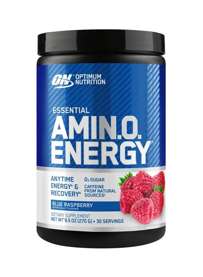 Optimum Nutrition Amino Energy - Pre Workout With Green Tea, Bcaa, Amino Acids, Keto Friendly, Green Coffee Extract, 0 Grams of Sugar, Anytime Energy Powder - Blue Raspberry, 270 G , 30 Servings