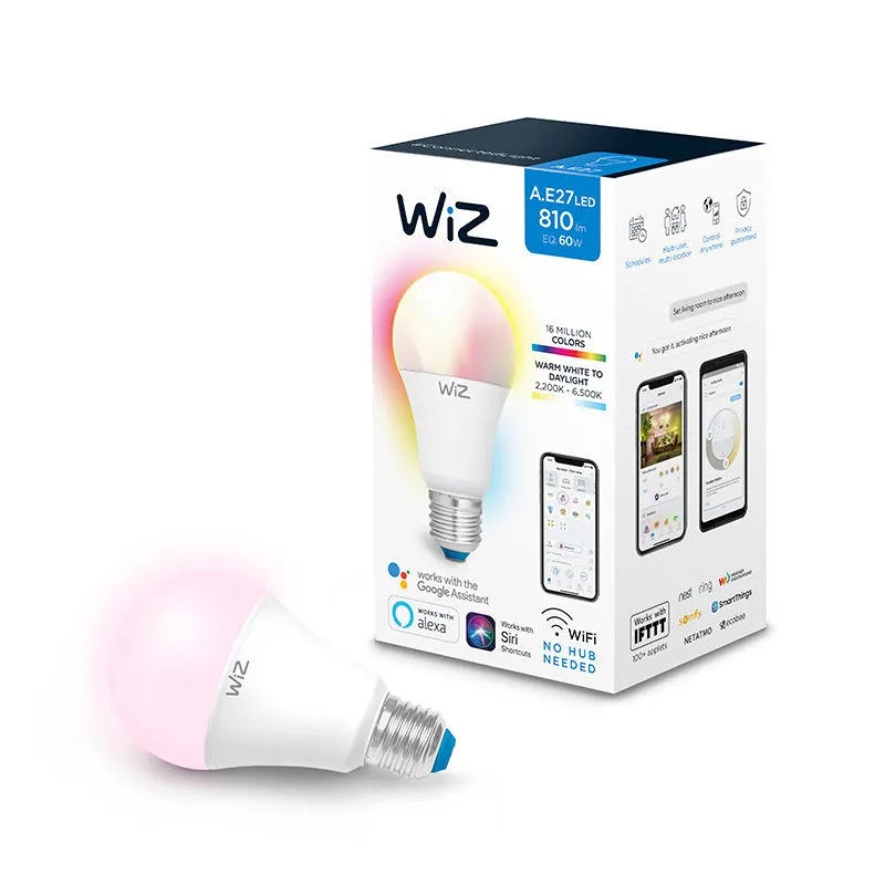 Wiz Colors & Tunable Whites A60 E27 - لمبة LED ذكية تعمل بتقنية WiFi باللون الأبيض