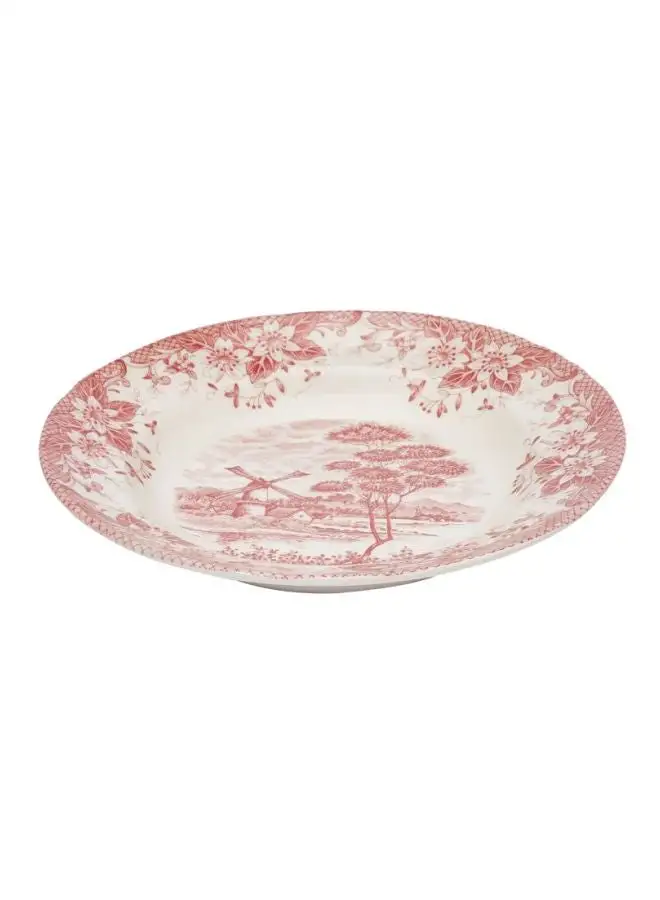 Claytan Windmill Soup Plate White/Pink 24cm