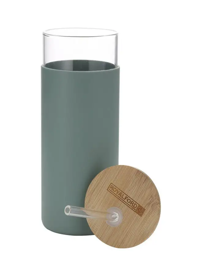 Royalford Glass Water Bottle With Bamboo Lid Assorted 450ml