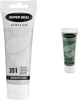 Super Deal Acrylic Color Paint Tube 75ml Iridescent Silver, Sd 4212-351 & Acrylic Color Paint Tube 75ml Green Earth, Sd4212-61