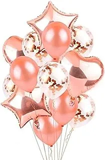 14 in 1 /set Rose Gold Star Heart Foil Balloons Air Wedding Decoration Helium Balloon Happy Birthday Party Decoration Kids Baby Party Supplies