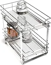 Home Zone Living Pull Out Kitchen Cabinet Organizer with Two Tiers of Storage, 11” W x 20” D