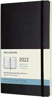 Moleskine Monthly Planner 2022, 12-Month Monthly Diary, Monthly Notebook with Soft Cover, Large Size 13 x 21 cm, Colour Black, 128 Pages