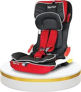 Nurtur Maverick Baby/Kids Compact Foldable Car Seat - ISOFIX - 10-level Adjustable Headrest - 9 months to 12 years (Group 1/2/3), Upto 36kg- Black/Red