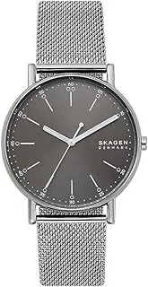 ساعة Skagen للرجال Signatur بثلاث عقارب ، مقاس الهيكل 40 مم ، ساعة من الستانلس ستيل وحزام شبكي من الفولاذ المقاوم للصدأ ، فضي ، مقاس واحد ، سوار