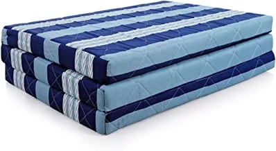 Home Canvas Folding Foam Mattress with Storage Bag Carry Case for Tri-Fold Guest Bed Mattress, Camping Cot or Floor Mat - Twin (180cm x 90cm x 7cm) (Blue)