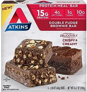 ATKINS Double Fudge Brownie Bar, 5 Bars, 1.69oz, (48g)