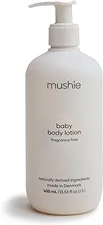 Mushie Baby Body Lotion | 400ml | Moisturize, Soothe and Hydrates Dry Skin | Organic | 100% vegan and cruelty free | Made in Denmark | Ages of 0+ | Fragrance Free