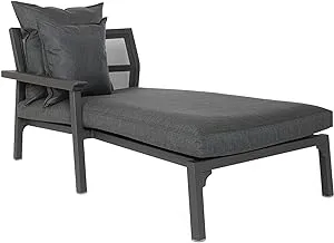 MAIORI- CLASSIQUE RIGHT CHAISE LOUNGE MODULE WITH CUSHION,CHARBON FRAME ARDOISE FABRIC