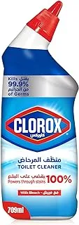 Clorox Toilet Cleaner Original Scent, 709ml, Kills 99.9% of Germs and 100% Powers Through Stains, With Bleach