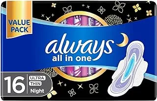 Always All in One Ultra Thin Night Sanitary Pads with Wings 16pcs