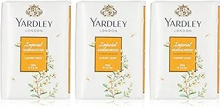 Yardley London Yardley Imperial Sandalwood Soap, Long Lasting, Rich And Creamy Lather, Beautiful Scented Fragrance, Orange Colour, 100 gm, Pack Of 3