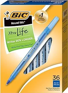 BIC Round Stic Ball Pen - Pack of 36, Blue