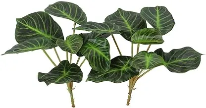 YATAI Alocasia Clypeolata Leaf Bunch Flowers Spray Artificial Plants Leaf Wholesale Fake Flowers Tropical Leaves Plastic Plant for Home Indoor Table Vase Centerpiece Christmas Ornaments Decor (2)