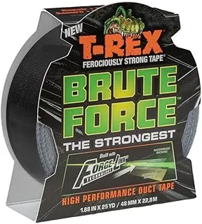 T-Rex 242703 Brute Force أقوى شريط لاصق عالي الأداء ، 1.88 بوصة × 25 ياردة ، أسود