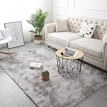 Sulfar Grey Carpet Tie Dyeing Plush Soft Carpets For Living Room Bedroom Anti-slip Floor Mats Water Absorption Rugs,light grey,140x200cm