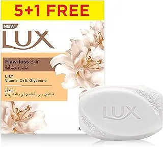 LUX Bar Soap, for flaw-less skin, Lily, with Vitamin C, E, and Glycerine, 120g x 6