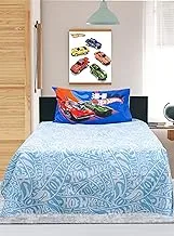 Kidz Klub Hot Wheel Bed Sheet Single 2 pcs set Fabric: 144TC Poly Cotton, Super Soft Quality Size: 160x240cm + 1 Pillowcase 50x75cm, Sheet- Sky Blue, DY_HW_BS_S, Twin