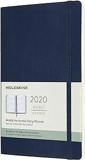 Moleskine 9 × 14 سم 12 شهرًا أجندة أسبوعية أفقية 2020 بغطاء ناعم وإغلاق مرن - أزرق ياقوتي