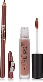 EVENLINE COSMETICS Eveline Make Up Oh my lips Liquid Matt Lipstick & Contour Lip Liner No.02, Milky Chocolate, 4.5 ml