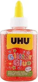 UHU GLITTER GLUE RED, 88.5ml, brilliant effects for craft, SLIME, decoration and creative design, safe - dermatologically tested, soft bottle with precision tip