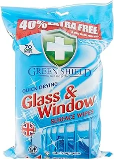 GREEN SHIELD Glass & Window Wipes, 70 Sheets