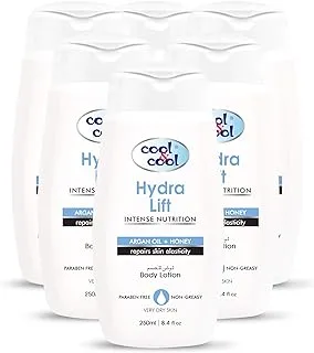 Cool & Cool Hydra Lift Body Lotion 250ML(Pack of 6) - Moisturizing Formula with Argan Oil & Honey, Non-Greasy & Paraben-Free, Restores Skin Elasticity 1.5L