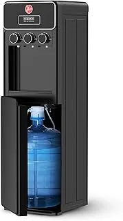 Hoover Bottom Loading Water Dispenser With Indicator Light, Knob Control, Hot/Cold/Ambient Water, Colorful Tempered Glass, 5 Gallon Water Bottle,‎ HWD-SBL-02B