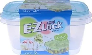 Locknlock Ez Lock Pastel Rectangular Container, Set Of 2 Piece - Blue Hle6420W