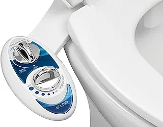 Luxe Bidet Neo 120 - فوهة التنظيف الذاتي - مرفق مرحاض بيديت ميكانيكي للمياه العذبة وغير كهربائي (أزرق وأبيض)