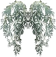 YATAI Pack Of 2 Artificial Bamboo Plant Leaf Hanging Flowers Spray Artificial Wall Hanging Plants - Fake Flower Plastic Plant for Home Indoor Outdoor Wall Decoration Items Wedding Décor (Grey Green)