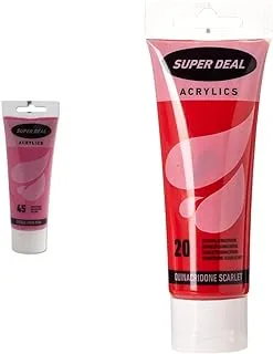 Super Deal Acrylic Color Paint Tube 75ml Opaque Vivid Pink & Acrylic Color Paint Tube 75ml Quinacridone Scarlet, SD 4212-20