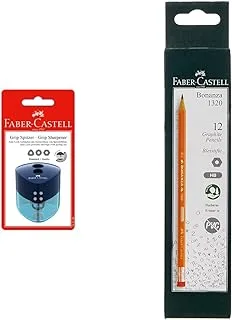 Faber-Castellgrip Sharpener Trend Double Hole,Assorted & Faber-Castell Bonanza Graphite Pencil Hb With Eraser Tip Box Of 12Pc