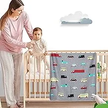 Nurtur Soft Baby Blankets for Boys & Girls - Blankets Unisex for Baby. 100% Combed Cotton, Soft Lightweight Fleece for Bed, Crib, Stroller & Car Seat - Bus/Dark Grey