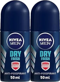 NIVEA MEN Antiperspirant Roll-on for Men, 48h Protection, Dry Fresh Antibacterial, 2x50ml