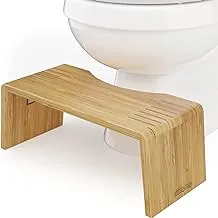 Squatty Potty Oslo Folding Bamboo Toilet Stool – 7 Inches Collapsible Bathroom for Kids and Adults, Brown